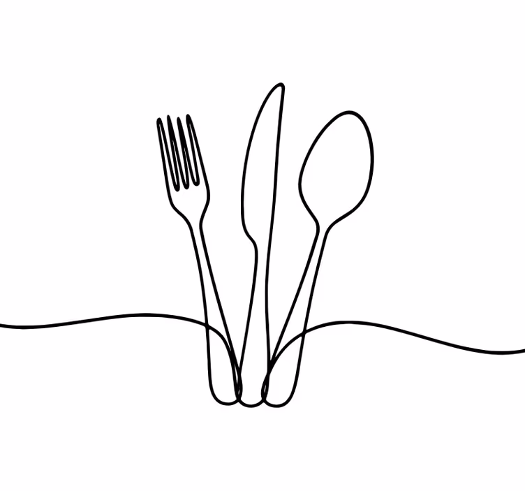 Stylish lines of utensils kitchen roller blind - TenStickers