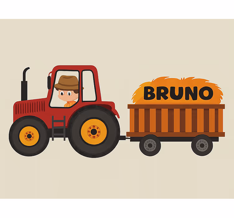 Tractor design with name kids roller blind - TenStickers