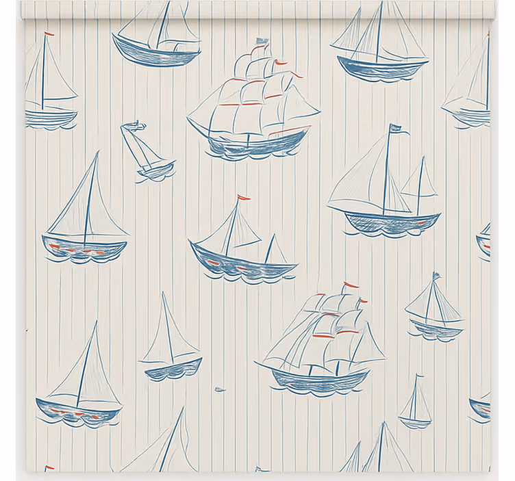 Drawing boats design kids roller blind - TenStickers