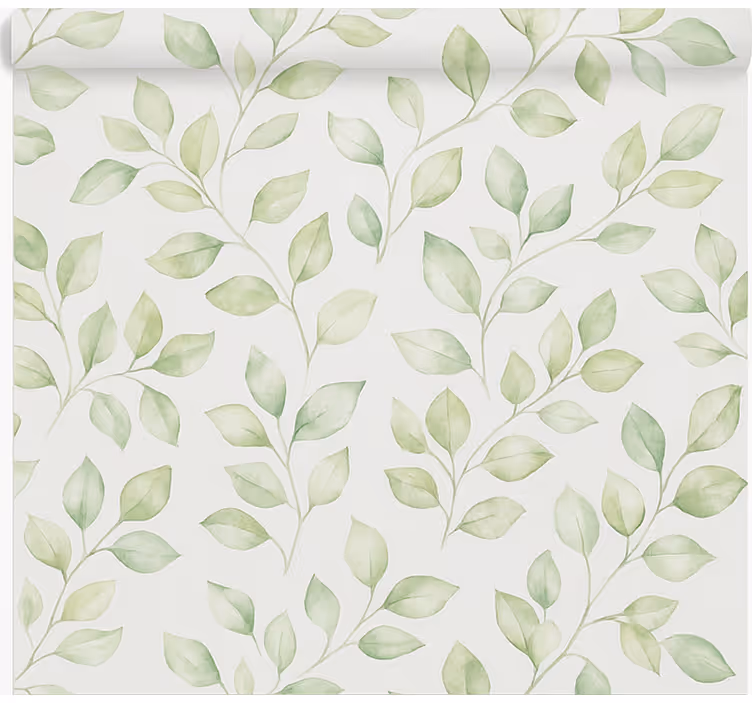 White background with leaves bathroom roller blind - TenStickers