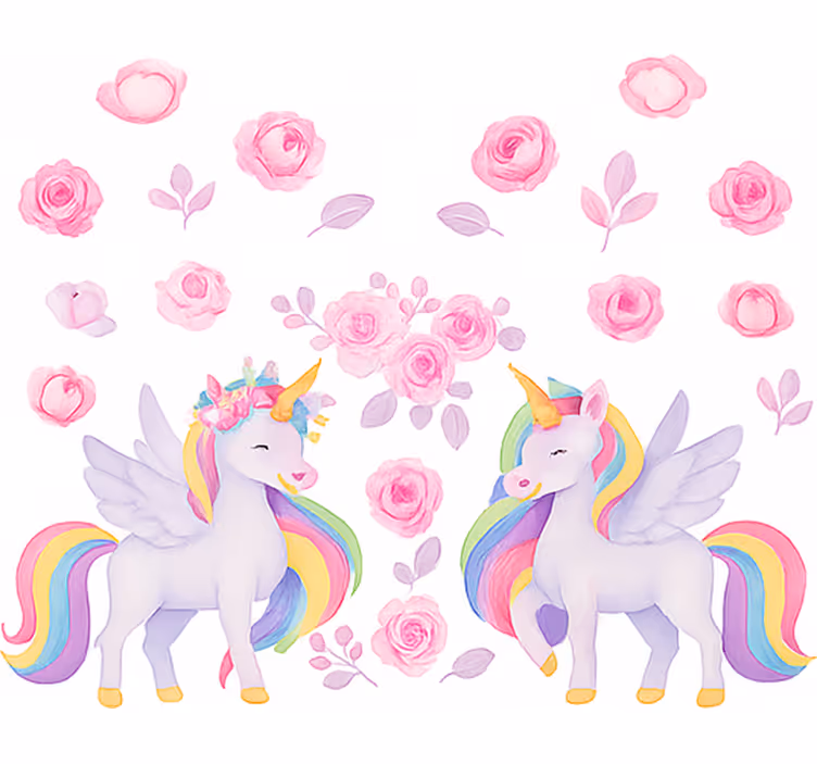 Pink unicorn and flowers kids roller blind - TenStickers