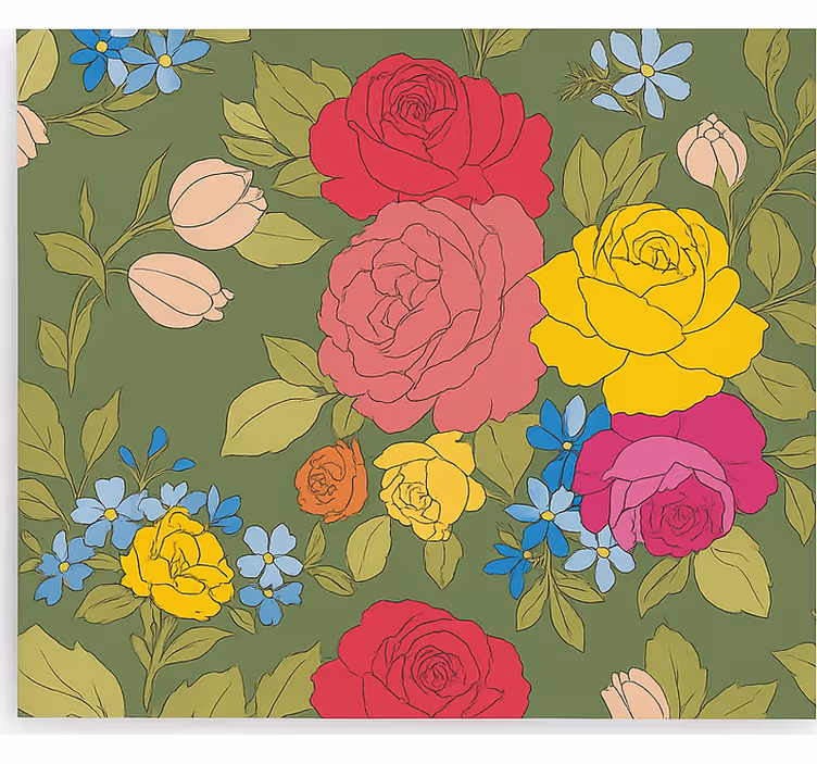 Floral rose pattern kitchen roller blind - TenStickers