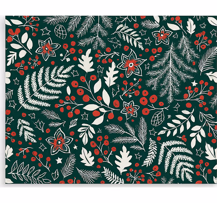Floral Christmas pattern living room roller blind - TenStickers