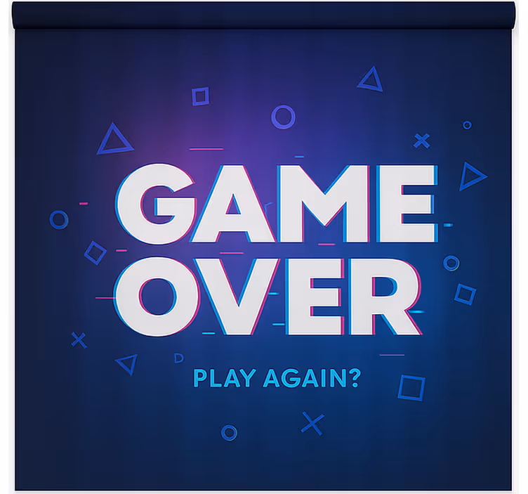 Game over play again geek roller blind - TenStickers