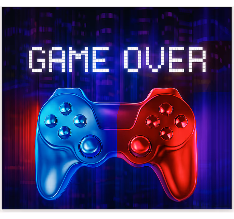 Neon cascading game over geek roller blind - TenStickers