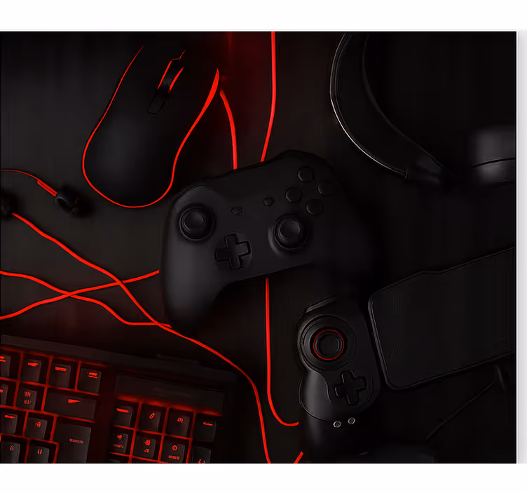 Black red gamers setup geek roller blind - TenStickers