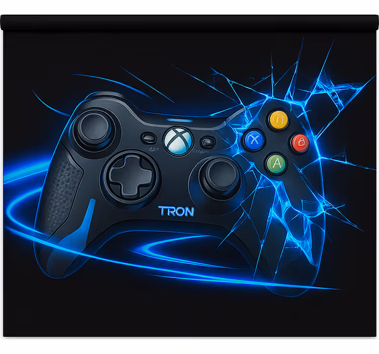 Shattered neon blue controller  geek roller blind - TenStickers