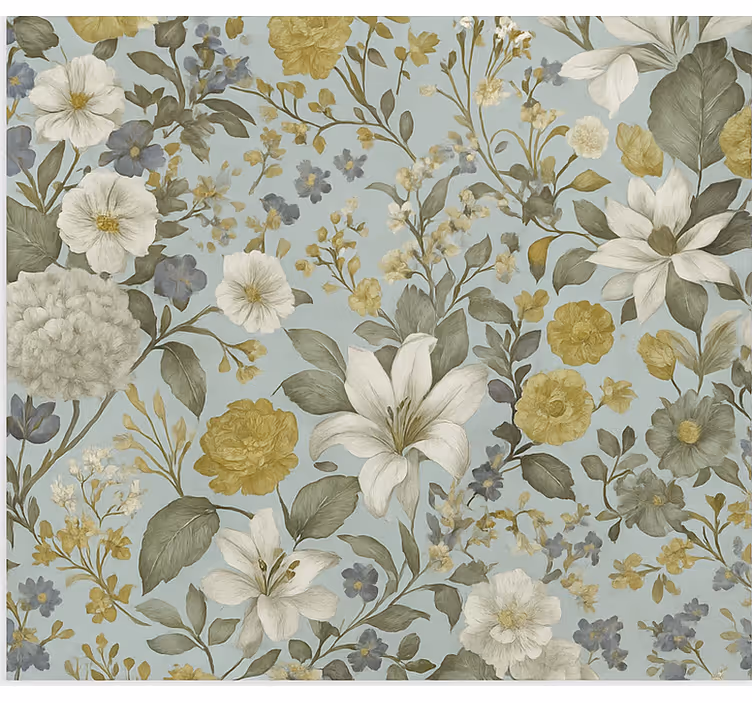 Olive tone florals dining room roller blind - TenStickers