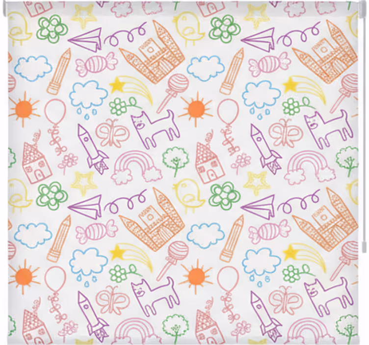 Skandinavian roller blind with playful doodle print - TenStickers