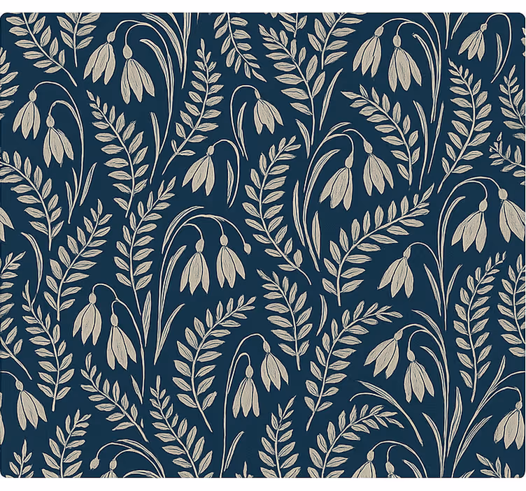 Navy beige snowdrop flowers scandinavian roller blind - TenStickers