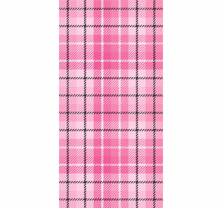 Home office roller blind in pink and black tartan - TenStickers