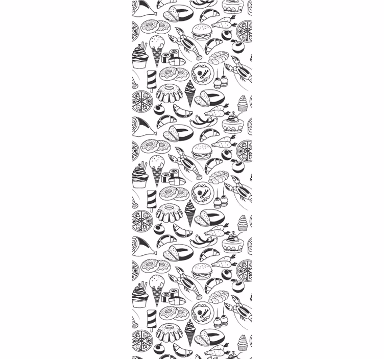 Kitchen roller blind in black and white food pattern - TenStickers