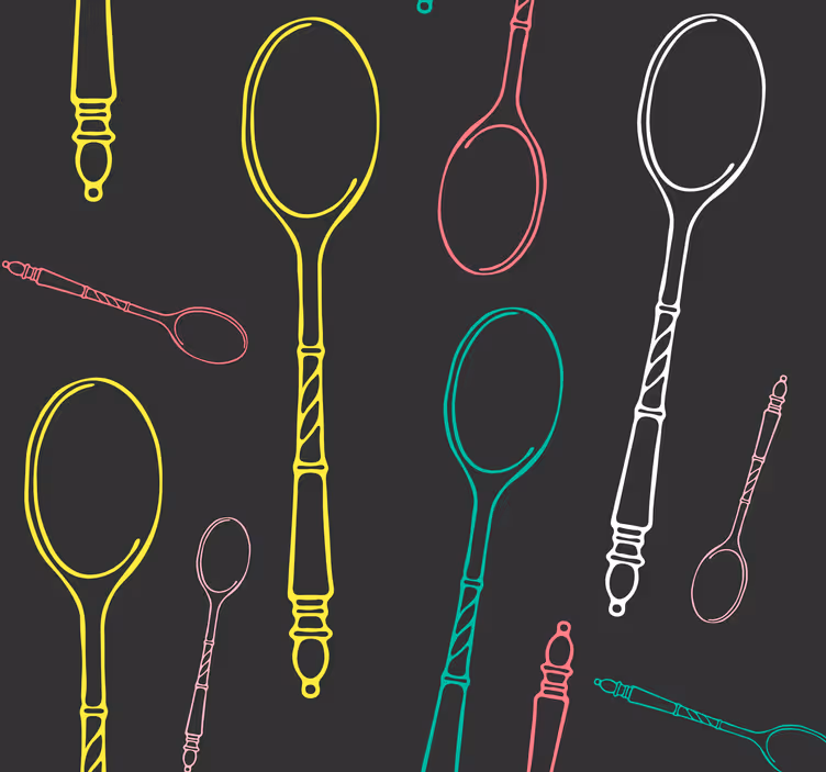 Kitchen roller blind neon utensils design - TenStickers