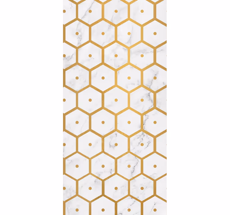 Kitchen roller blind with hexagonal gold marble pattern - TenStickers
