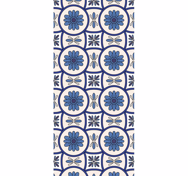 Kitchen roller blind with blue flower portuguese tile - TenStickers