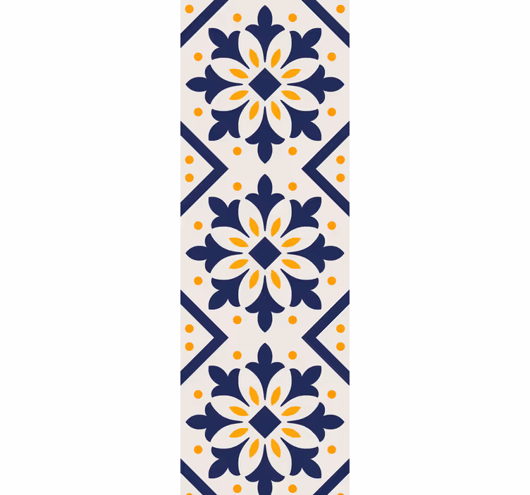 Kitchen roller blind in vibrant yellow and blue tile - TenStickers