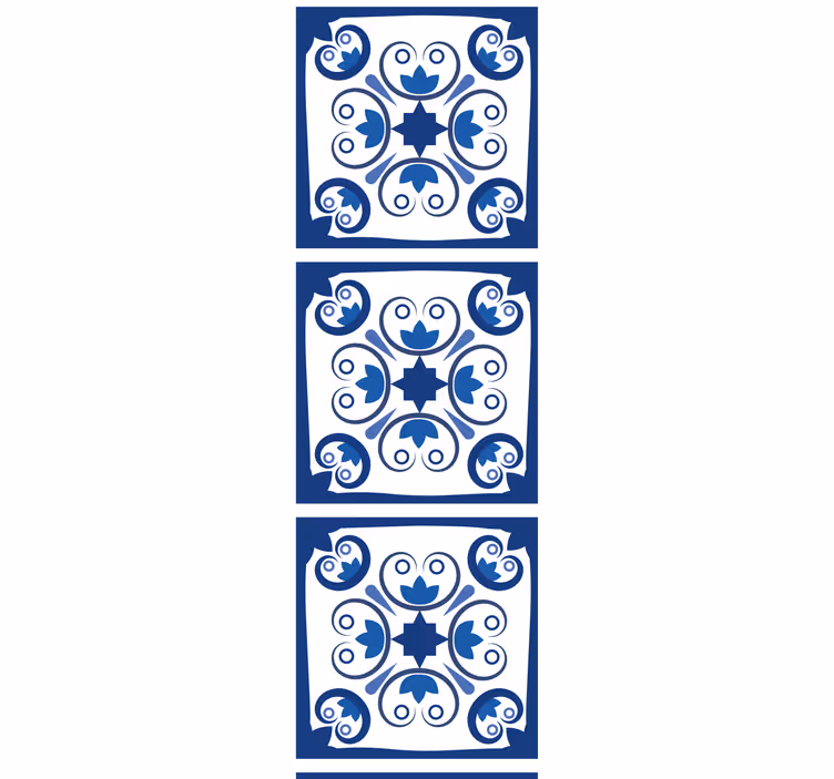 Kitchen roller blind in typical beautiful blue tile - TenStickers