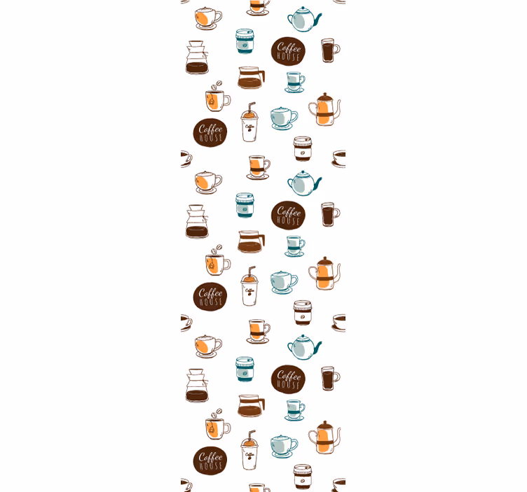 Kitchen roller blind coffee house cafe patterned - TenStickers