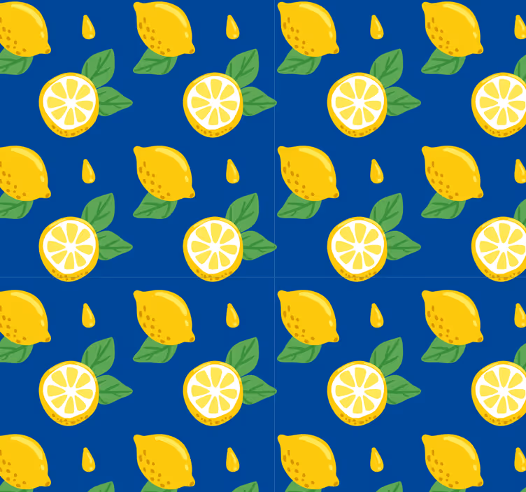 Kitchen roller blind with hand-drawn lemons - TenStickers