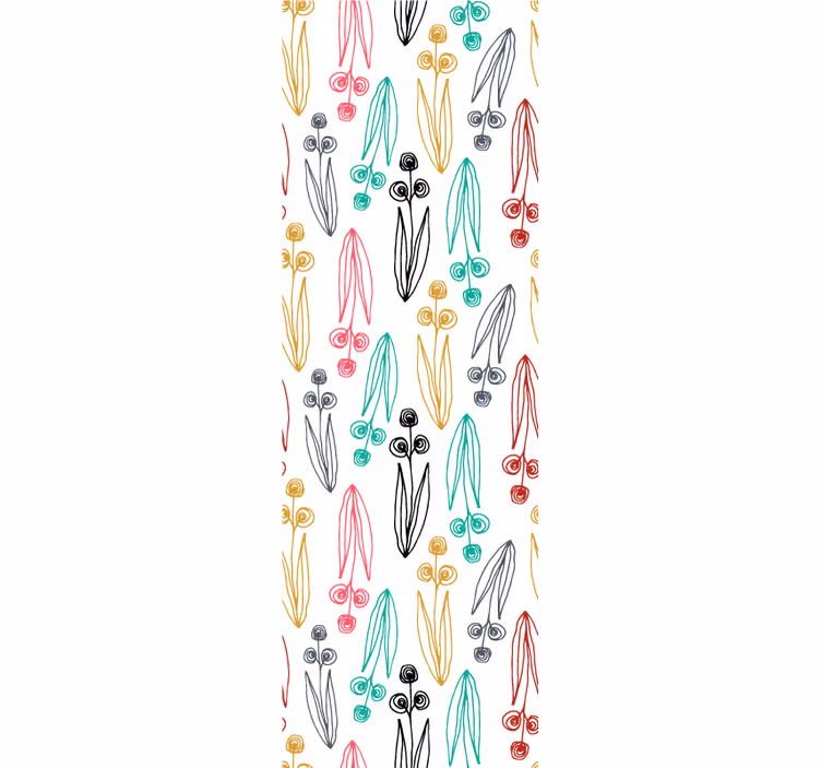 Dining room roller blind with colorful abstract floral lines - TenStickers