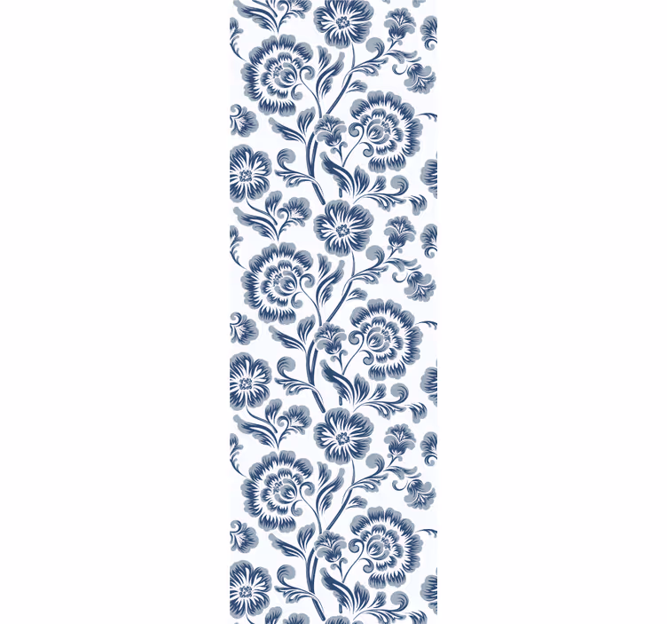 Dining room roller blind with blue floral design - TenStickers