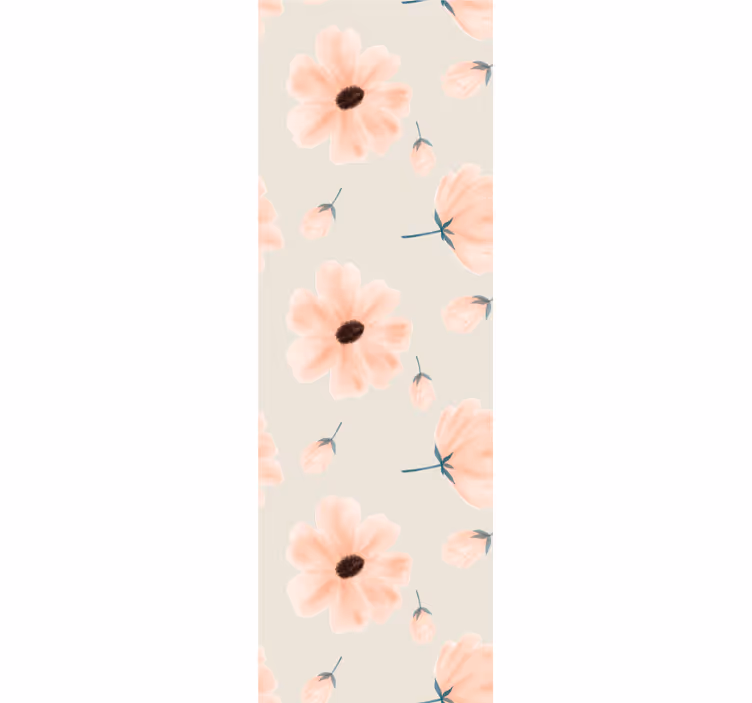 Dining room roller blind big floral watercolor beige - TenStickers