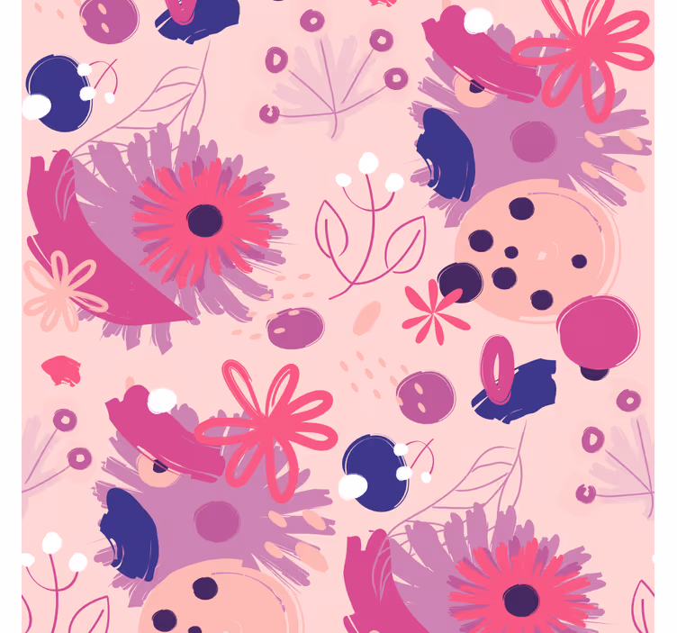 Dining room roller blind in abstract purple flowers - TenStickers