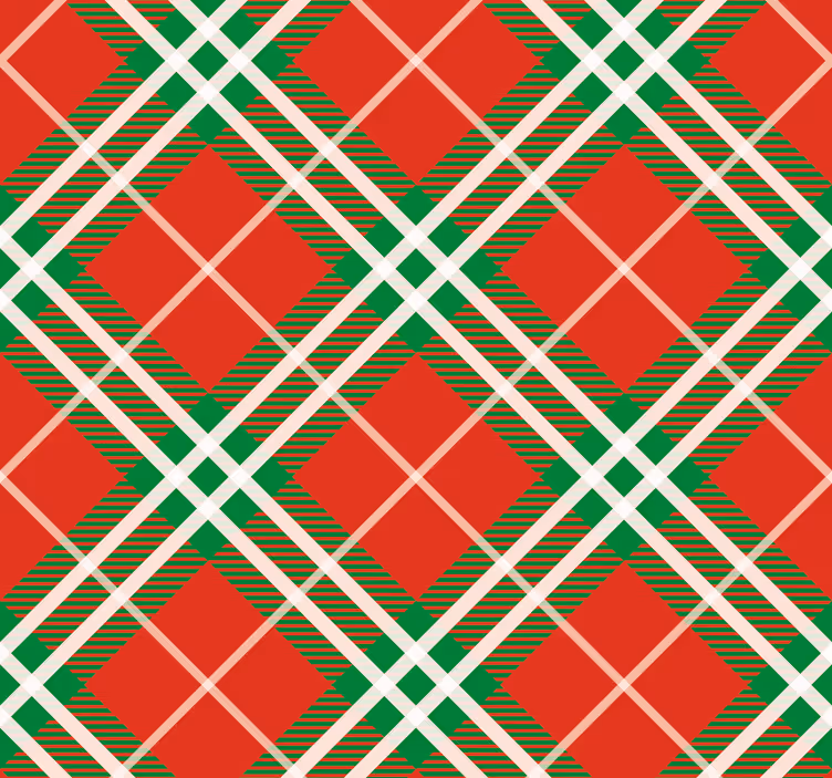 Dining room roller blind red and green tartan - TenStickers