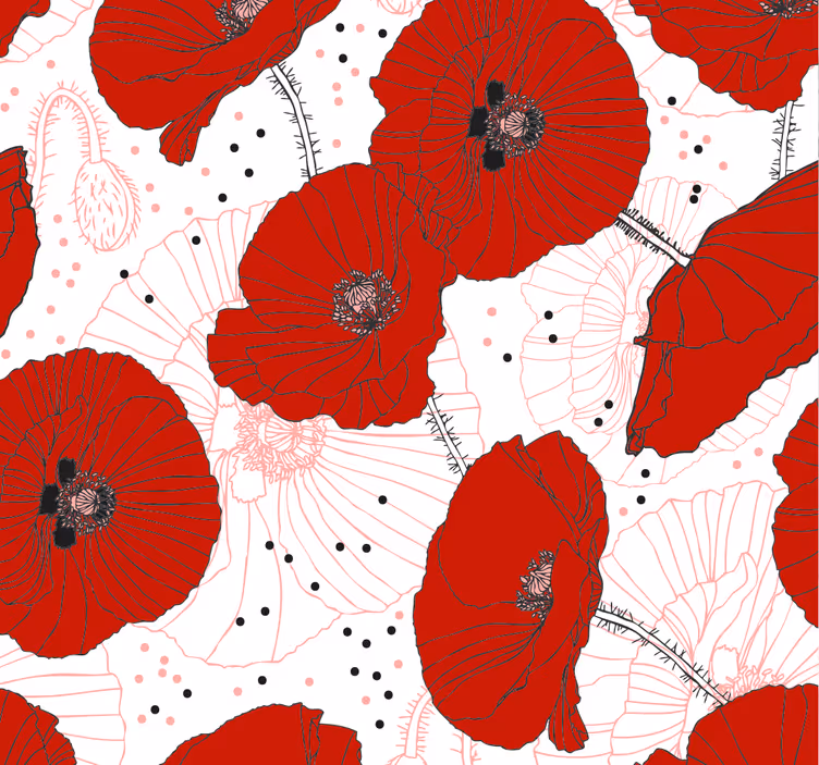 Dining room roller blind with red floral design - TenStickers