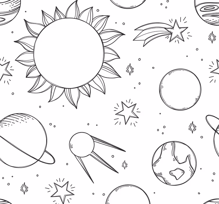 Kids roller blind space doodle design - TenStickers