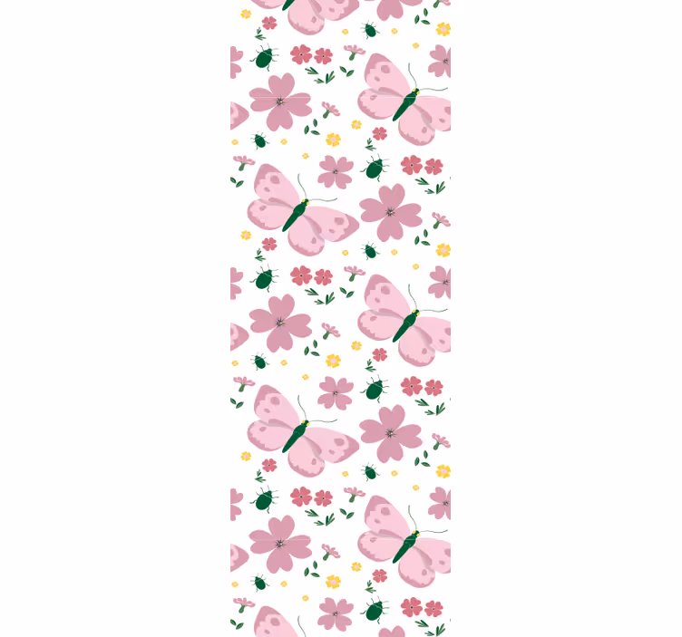 Kids roller blind delicate pink flower and butterfly - TenStickers