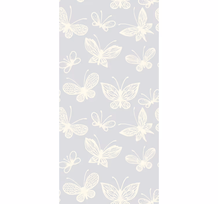 Kids roller blind white and grey butterfly pattern - TenStickers