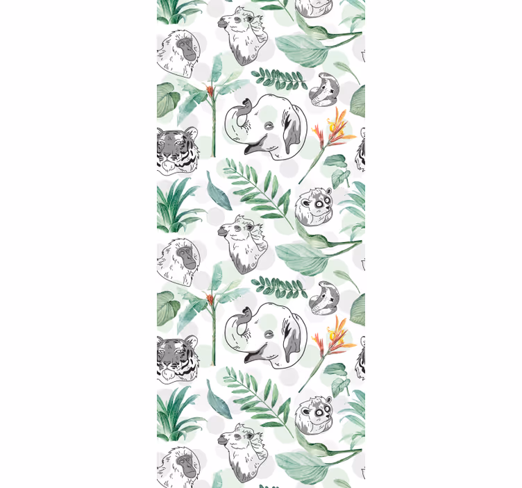 Kids roller blind watercolor tropical animals and plants - TenStickers