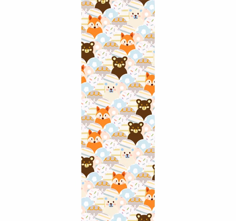 Kids roller blind patchwork bear and fox design - TenStickers