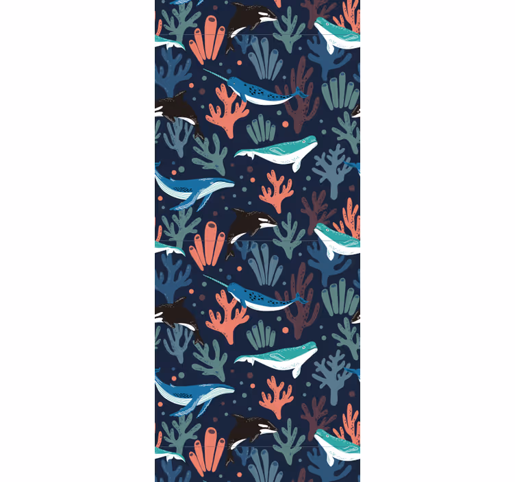 Kids roller blind vibrant sea creatures on blue - TenStickers