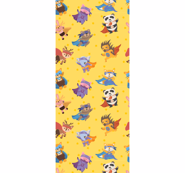 Kids roller blind superhero pets on yellow - TenStickers