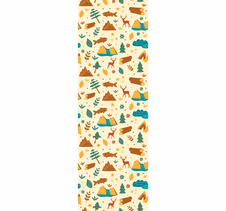 Kids roller blind hand drawn camping adventure design - TenStickers
