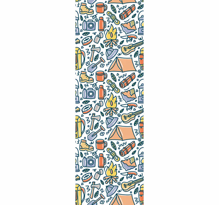 Kids roller blind with hand-drawn mountains and camping - TenStickers