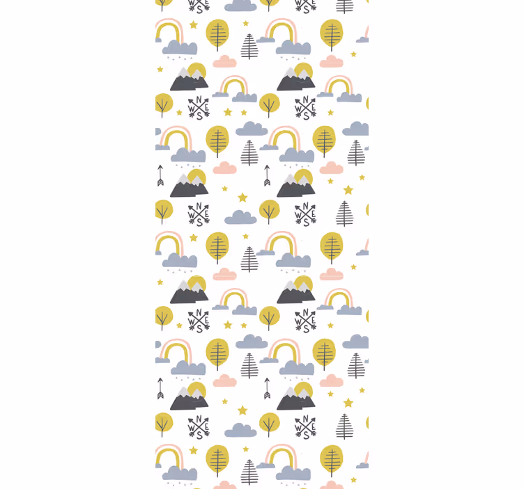Kids roller blind with minimalistic trees and rainbows - TenStickers