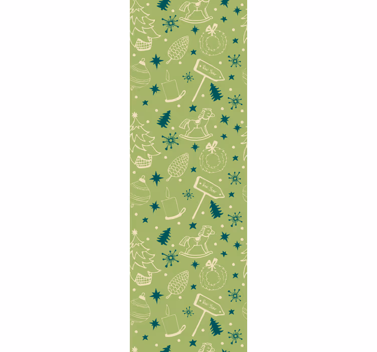 Kids roller blind with christmas elements green background - TenStickers