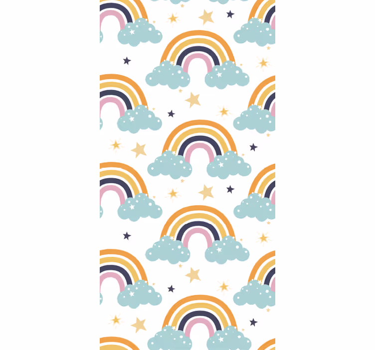 Kids roller blind colorful rainbows and clouds pattern - TenStickers