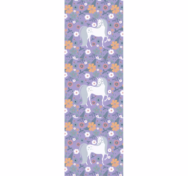 Kids roller blind with artistic unicorns and flowers - TenStickers