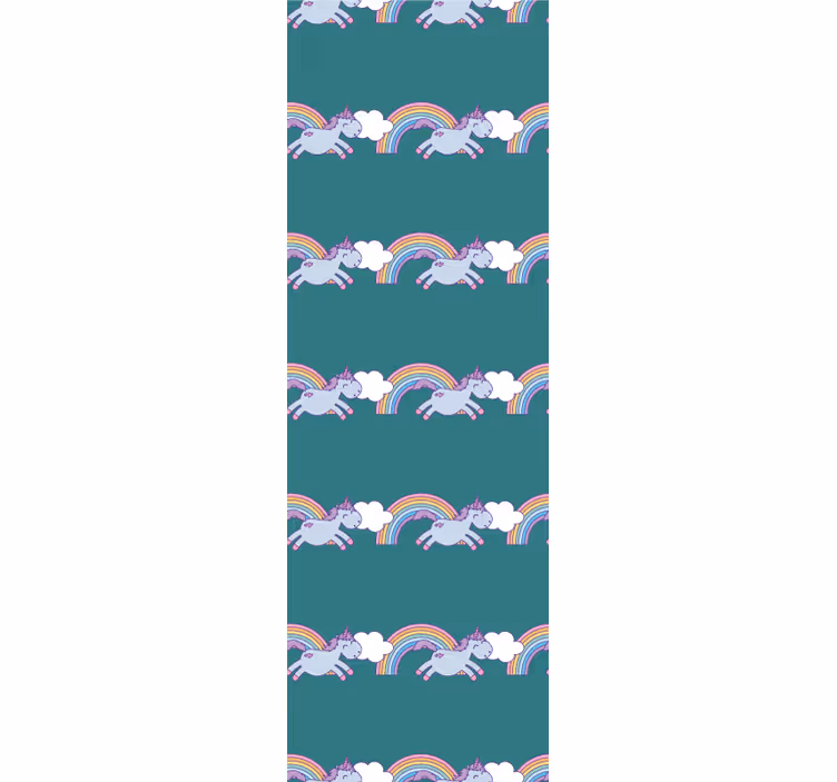 Kids roller blind teal background with unicorns - TenStickers