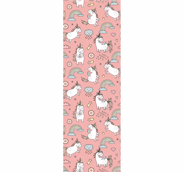 Kids roller blind with pink unicorns and rainbows - TenStickers