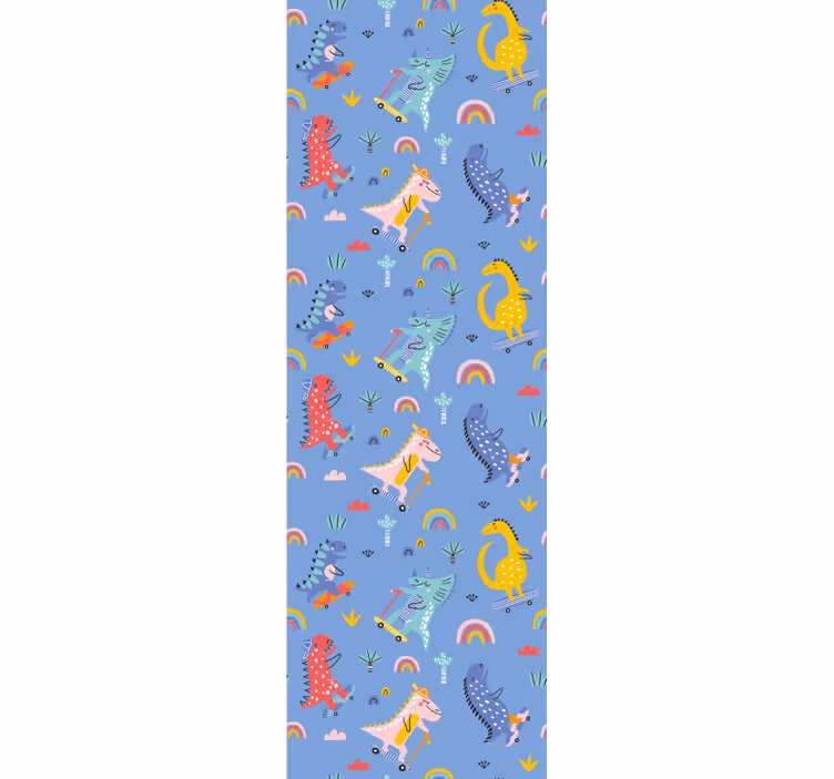 Kids roller blind with cute skater dinosaurs - TenStickers
