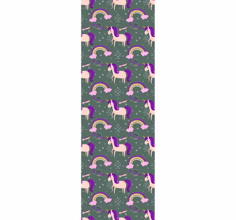 Kids roller blind with pink and green unicorns - TenStickers