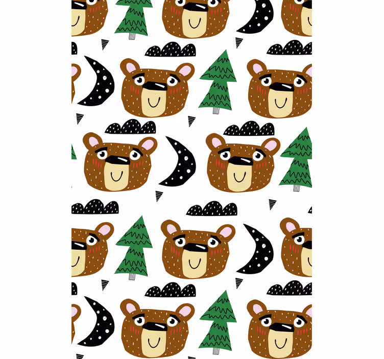 Kids roller blind in solid color bears and trees - TenStickers