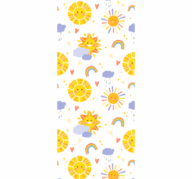 Kids roller blind with pastel rainbows and clouds - TenStickers
