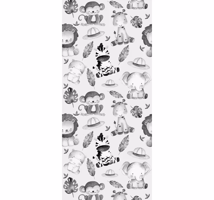 Kids roller blind gray zoo animals - TenStickers