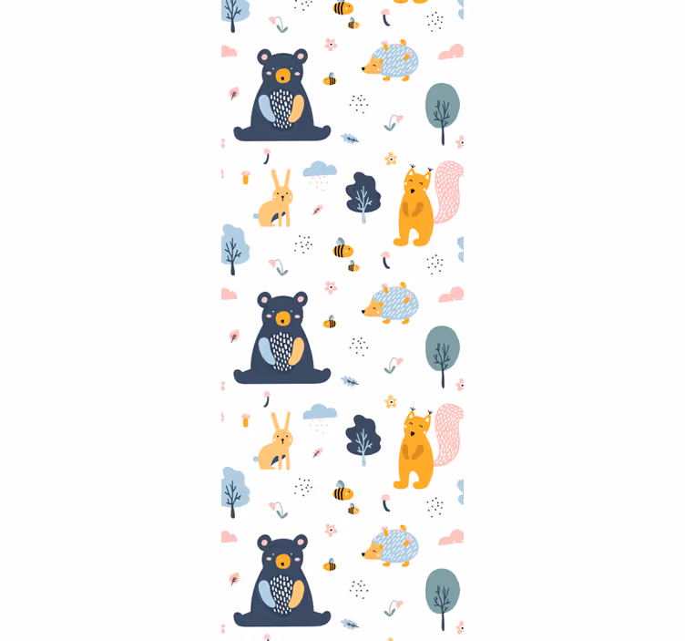 Kids roller blind with colorful squirrels and teddy bears - TenStickers